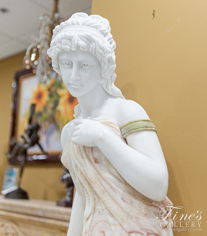 Marble Fountains  - Victorian Marble Lady Fountain In Onyx And Marble - MF-2119