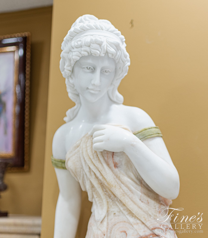 Marble Fountains  - Victorian Marble Lady Fountain In Onyx And Marble - MF-2119