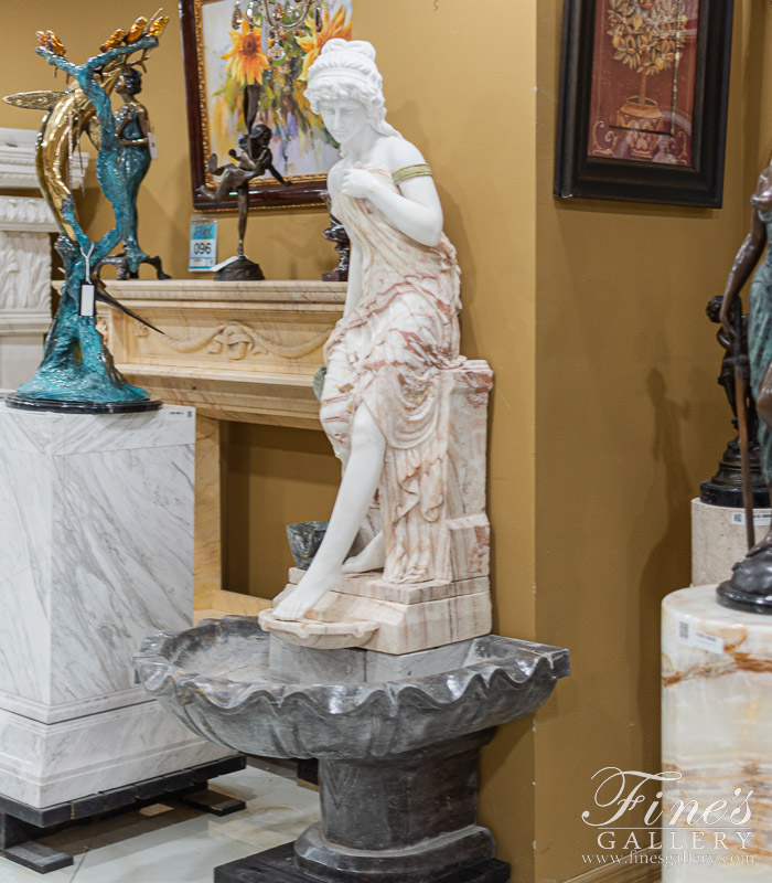 Marble Fountains  - Victorian Marble Lady Fountain In Onyx And Marble - MF-2119