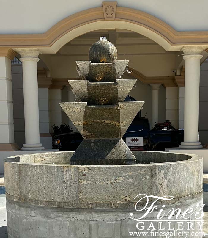 Search Result For Marble Fountains  - Modern Granite Fountain In Solid Antique Griggio Granite - MF-2120