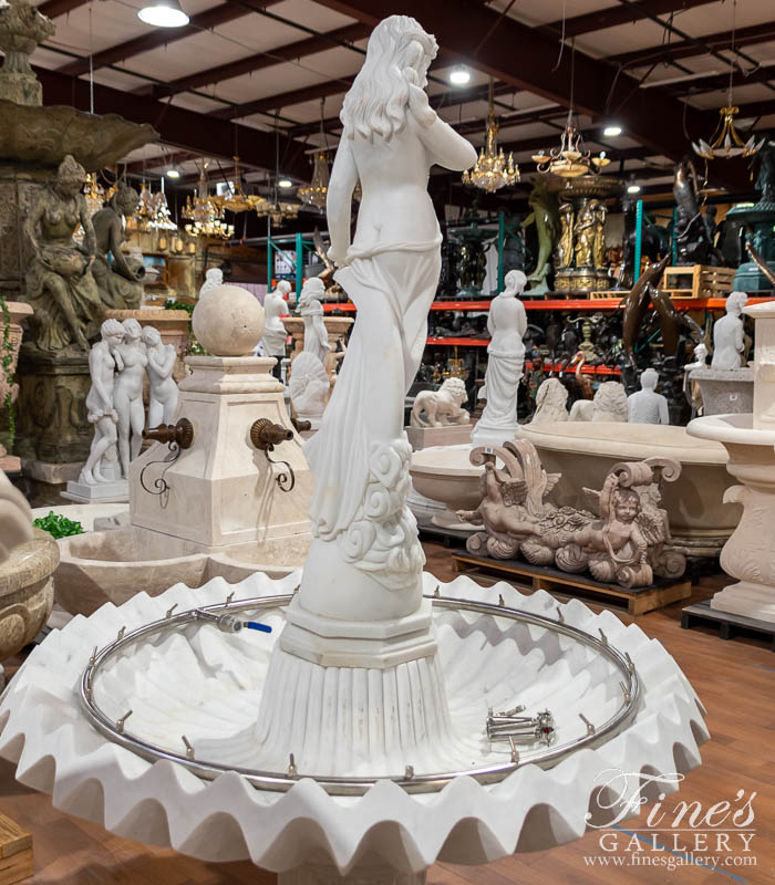 Marble Fountains  - Garden Nymph Marble Fountain In Statuary White Marble - MF-2121