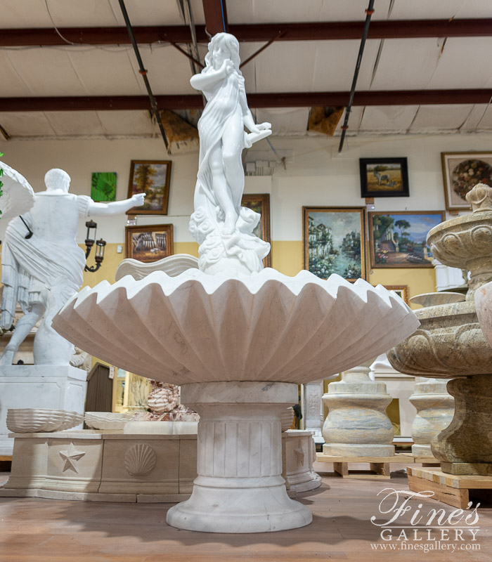 Marble Fountains  - Garden Nymph Marble Fountain In Statuary White Marble - MF-2121