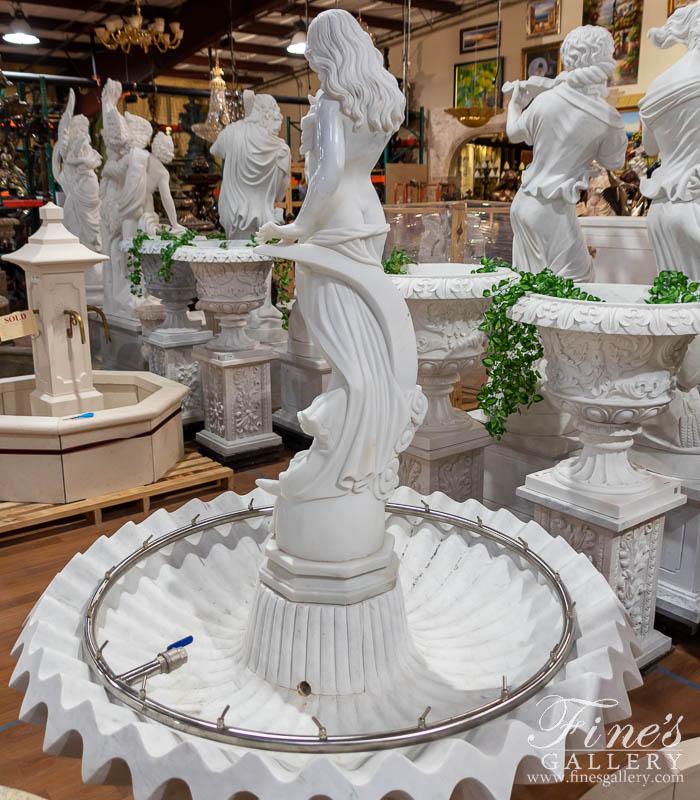 Marble Fountains  - Garden Nymph Marble Fountain In Statuary White Marble - MF-2121