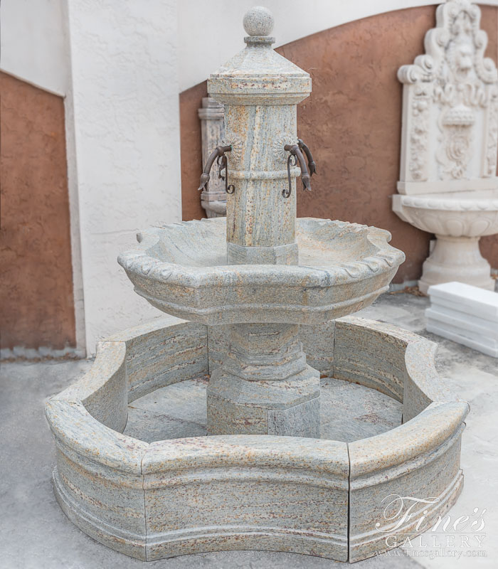 Marble Fountains  - Antique Griggio Granite Old World Fountain Feature - MF-2125
