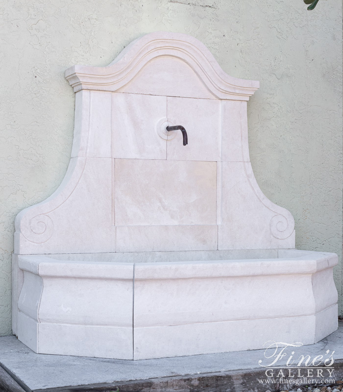 Marble Fountains  - Garden Wall Fountain In French Limestone With Bronze Spigot - MF-2128