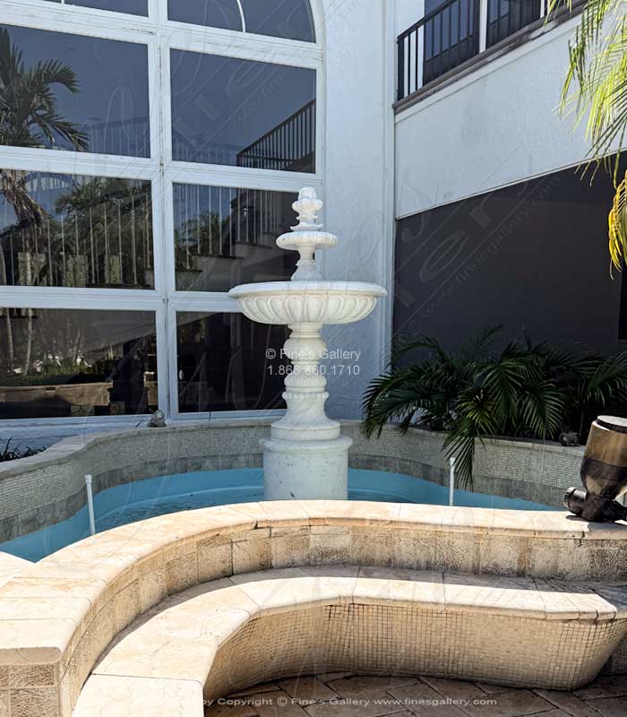 Marble Fountains  - Two Tiered Statuary White Marble Fountain - MF-2130
