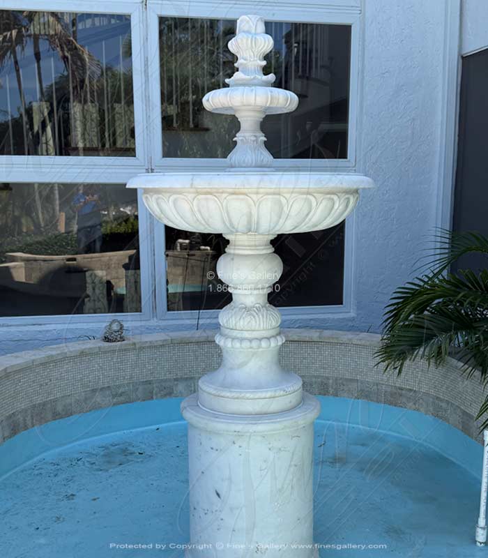 Marble Fountains  - Two Tiered Statuary White Marble Fountain - MF-2130