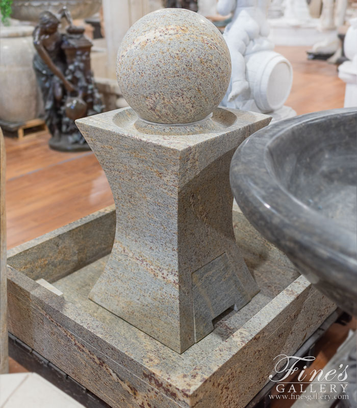 Marble Fountains  - Modern Sphere Fountain In Antique Griggio Granite - MF-2135