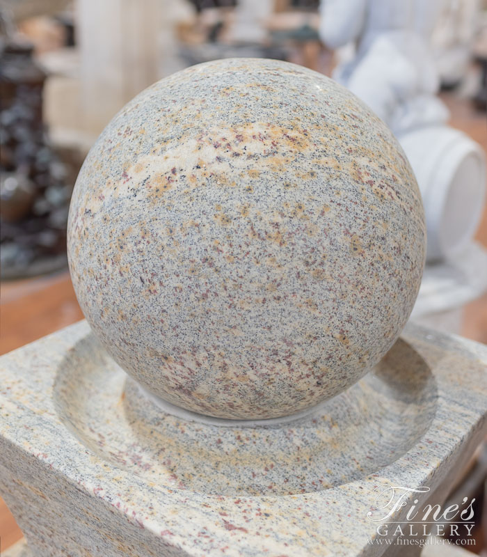 Marble Fountains  - Modern Sphere Fountain In Antique Griggio Granite - MF-2135