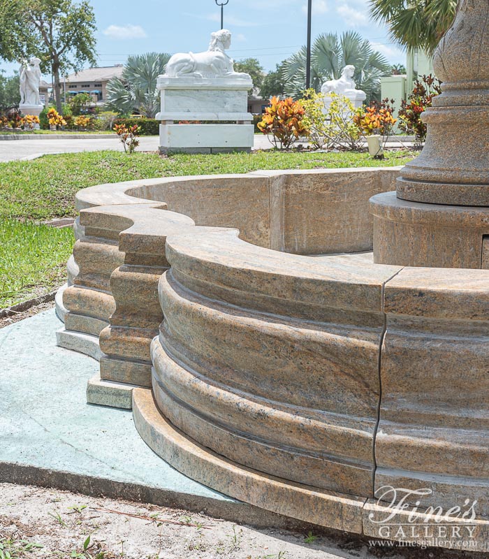 Marble Fountains  - Tiered Fountain In Solid Antique Gold Granite - MF-2140