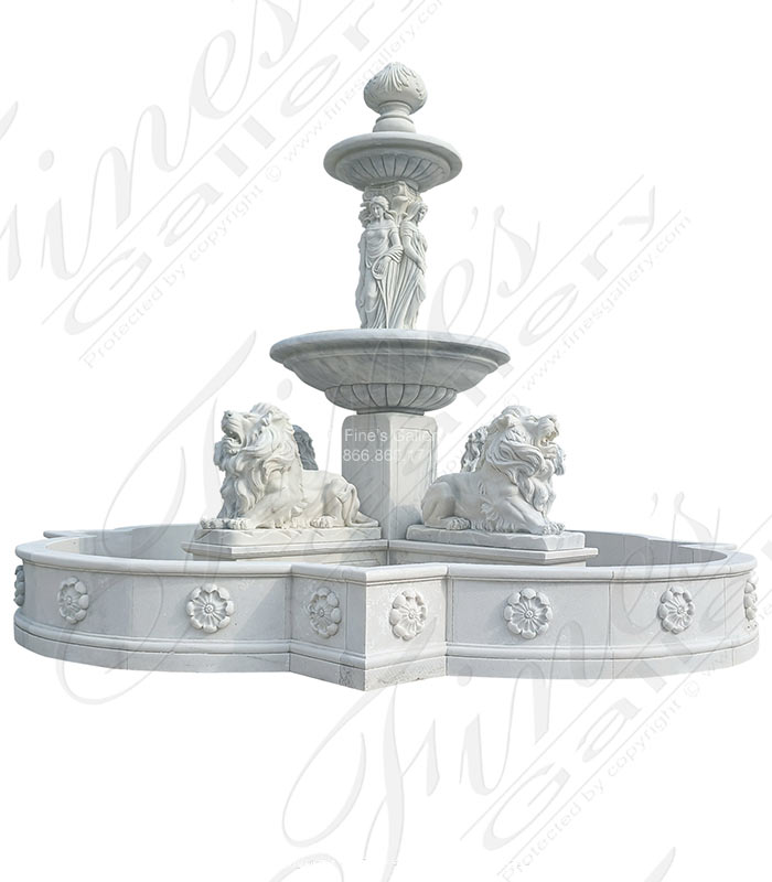 Marble Fountains  - Luxurious Estate Fountain In White Marble - MF-2155