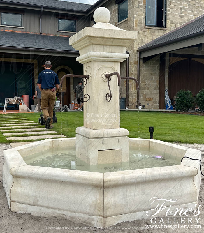 Marble Fountains  - Old World Style Fountain In French Limestone - MF-2162