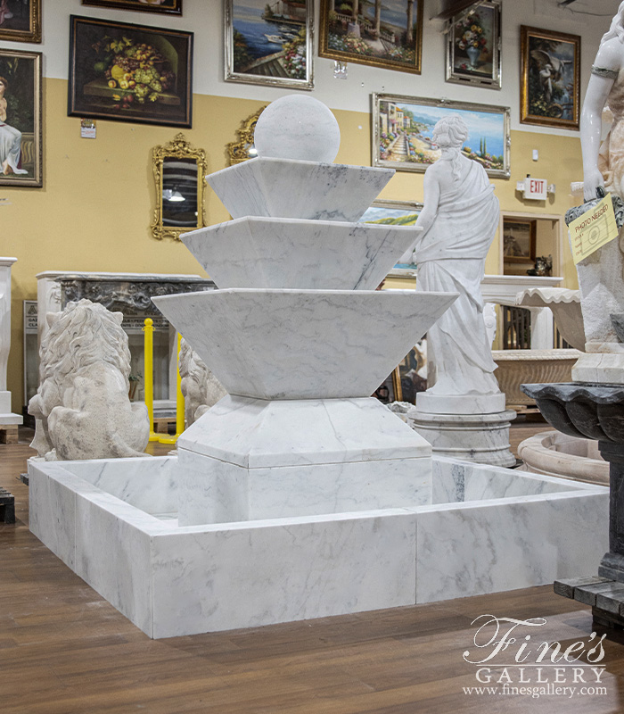 Marble Fountains  - A Contemporary Fountain In Statuary White Marble - MF-2166