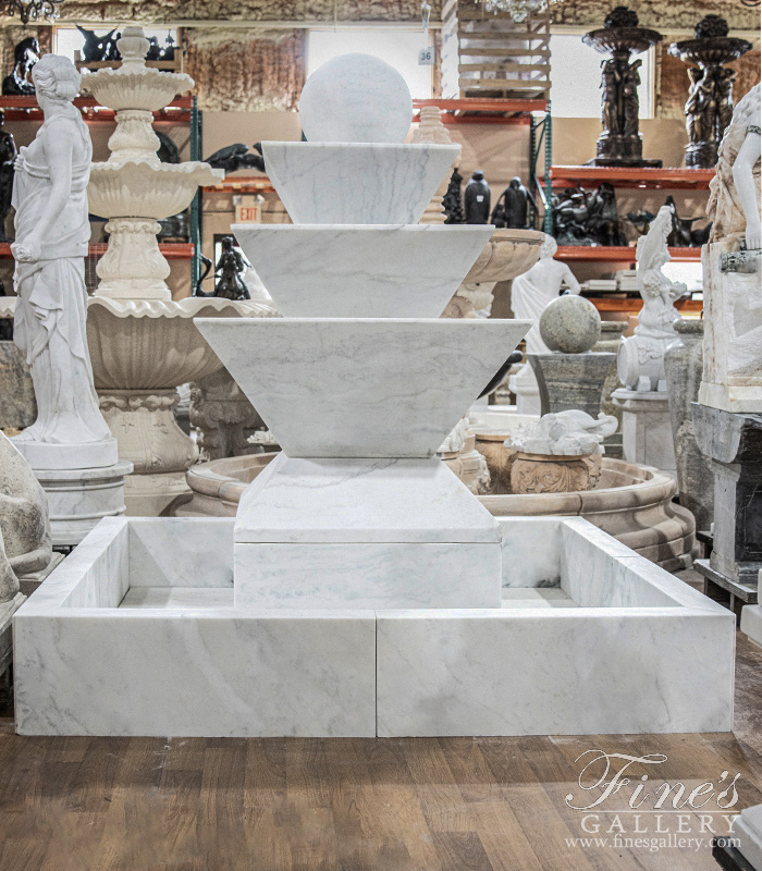 Search Result For Marble Fountains  - A Contemporary Fountain In Statuary White Marble - MF-2166