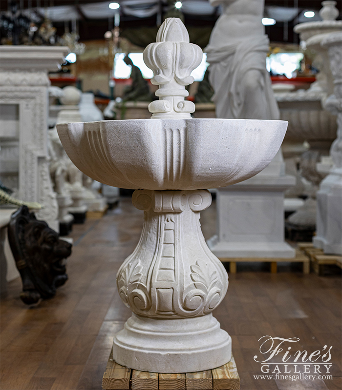 Marble Fountains  - 48 Inch X 30 Inch Tiered Fountain In French Limestone - MF-2187