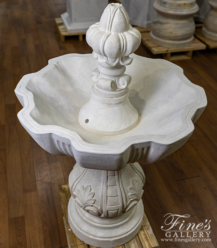 Marble Fountains  - 48 Inch X 30 Inch Tiered Fountain In French Limestone - MF-2187