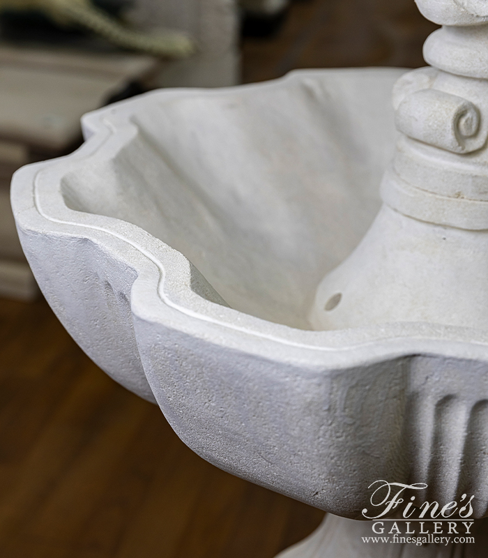 Marble Fountains  - 48 Inch X 30 Inch Tiered Fountain In French Limestone - MF-2187