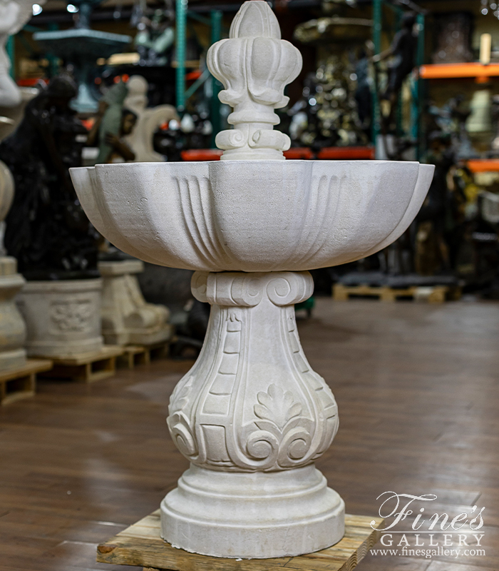 Marble Fountains  - 48 Inch X 30 Inch Tiered Fountain In French Limestone - MF-2187