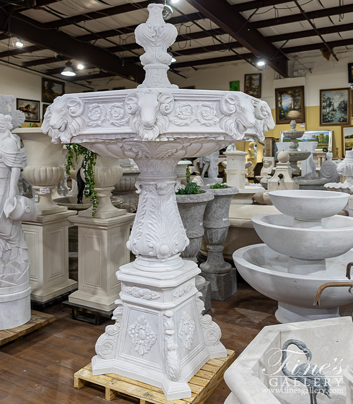 Marble Fountains  - Ornate Italian Countryside Fountain In Statuary Marble - MF-2208