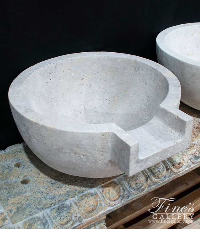 Marble Fountains  - Poolside Fountains In Light Travertine - MF-2212