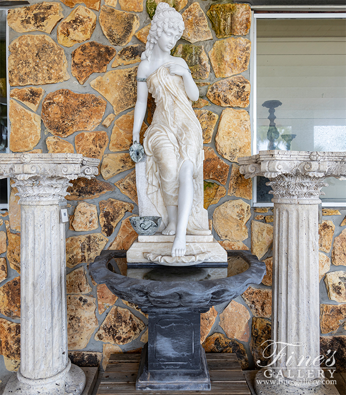 Marble Fountains  - Victorian Lady Marble Fountain In Light Onyx - MF-2216