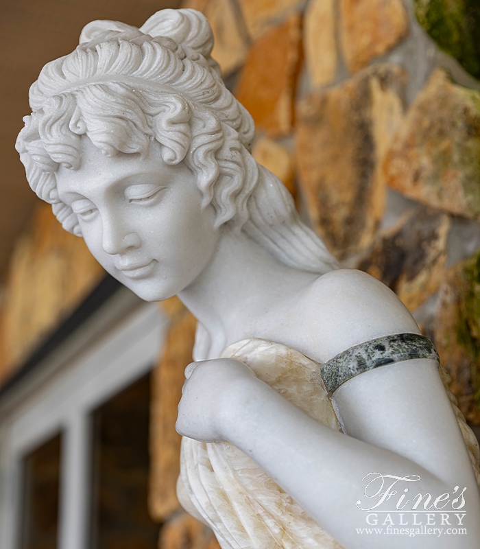 Marble Fountains  - Victorian Lady Marble Fountain In Light Onyx - MF-2216