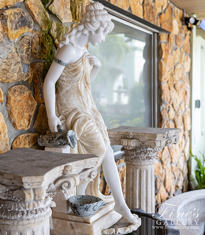 Marble Fountains  - Victorian Lady Marble Fountain In Light Onyx - MF-2216