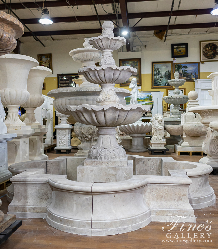 Marble Fountains  - Three Tiered Fountain In Light Travertine - MF-2225