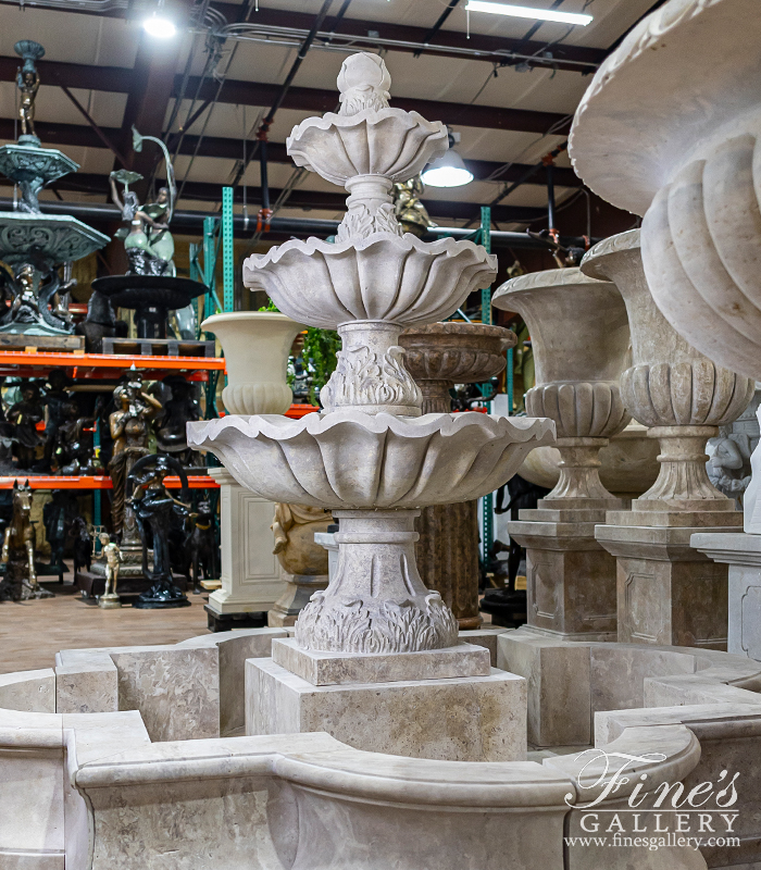 Marble Fountains  - Three Tiered Fountain In Light Travertine - MF-2225