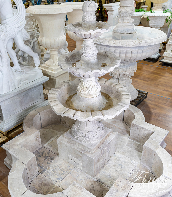 Marble Fountains  - Three Tiered Fountain In Light Travertine - MF-2225