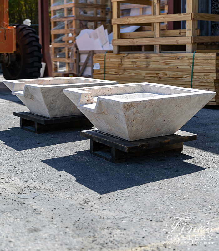 Marble Fountains  - A Pair Of Travertine Fountains For The Swimming Pool  - MF-2229