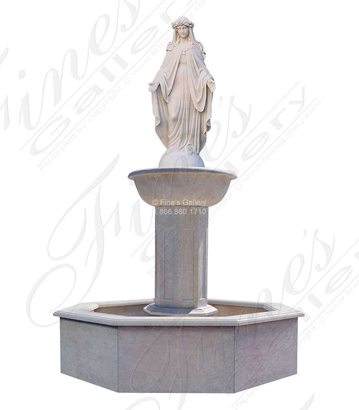 Marble Fountains  - Our Lady Fountain In Statuary White Marble - MF-2337