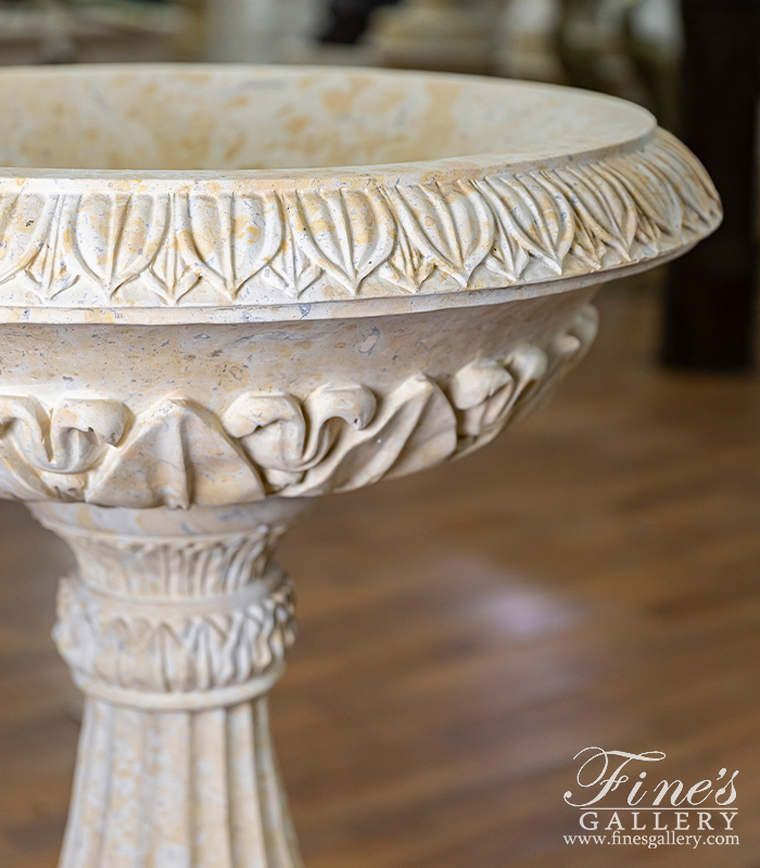 Marble Fountains  - Single Tiered Fountain In Limestone - MF-2342