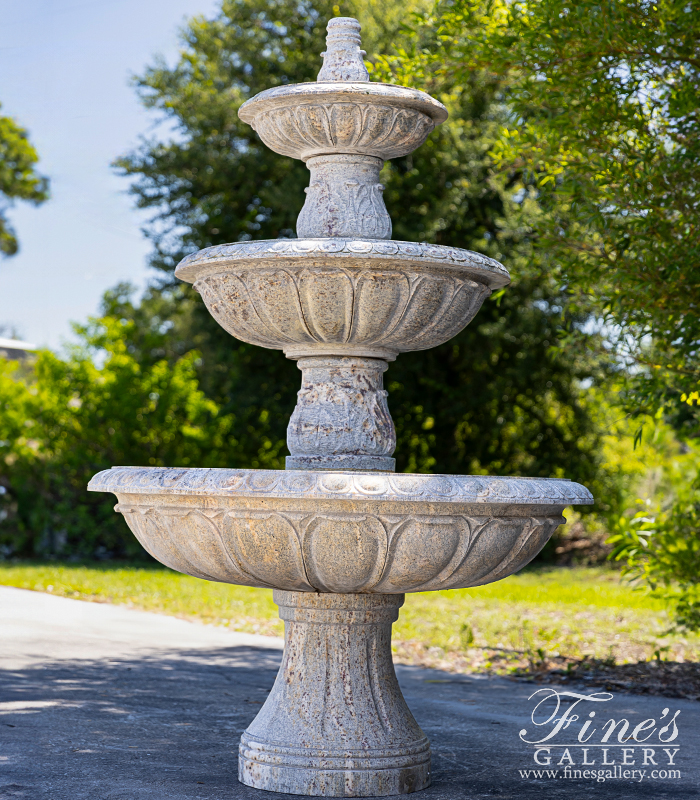 Marble Fountains  - Oversized Tiered Fountain In Solid Granite - MF-2369