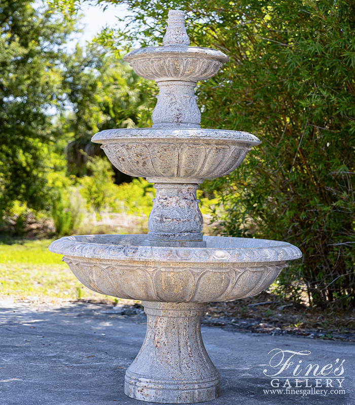 Marble Fountains  - Oversized Tiered Fountain In Solid Granite - MF-2369