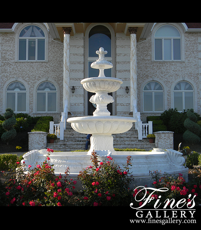 Marble Fountains  - Tiered Versailles Fountain In Statuary Marble - MF-238