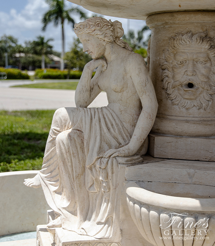 Search Result For Marble Fountains  - Grecian Ladies Fountain In Galala Marble - MF-371