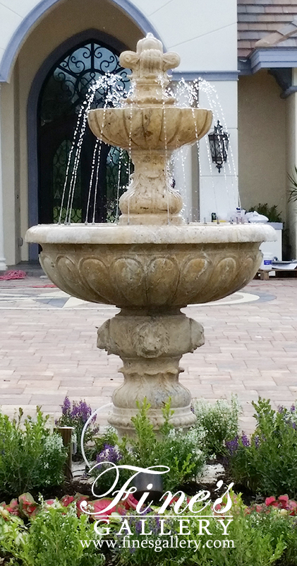 Marble Fountains  - Fleur De Lis Travertine Fountain - MF-601