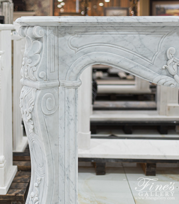 Marble Fireplaces  - Elegant French Louis XV Mantel In Carrara Marble - MFP-1111