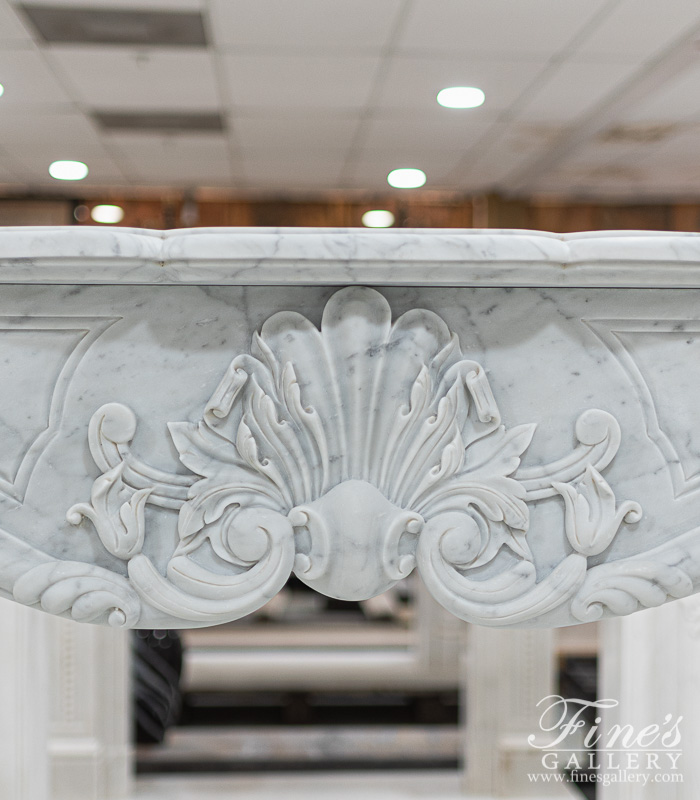 Marble Fireplaces  - Elegant French Louis XV Mantel In Carrara Marble - MFP-1111