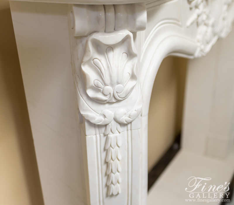 Marble Fireplaces  - French Style Marble Fireplace Mantel - MFP-1117