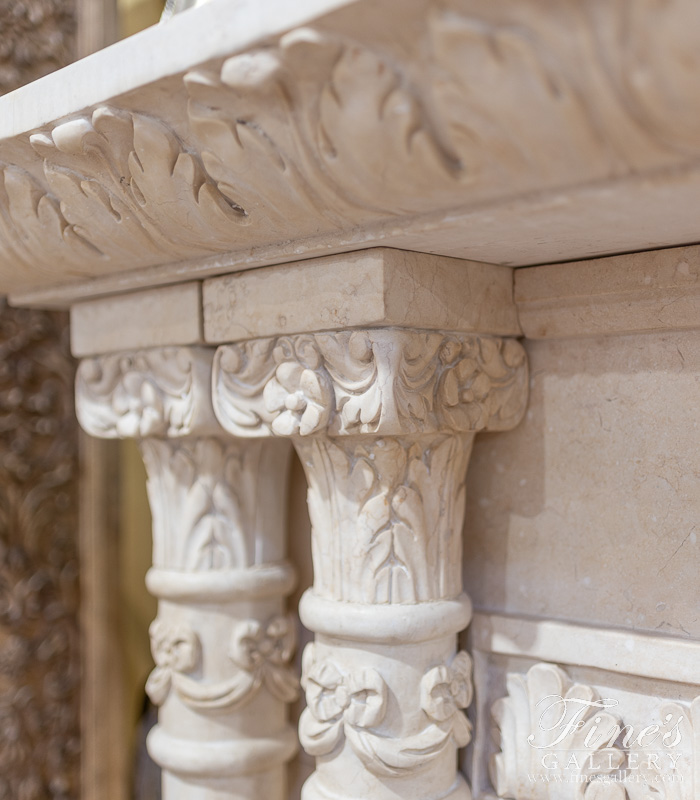 Marble Fireplaces  - Four Pillar Cream Marble Mantel - MFP-1152