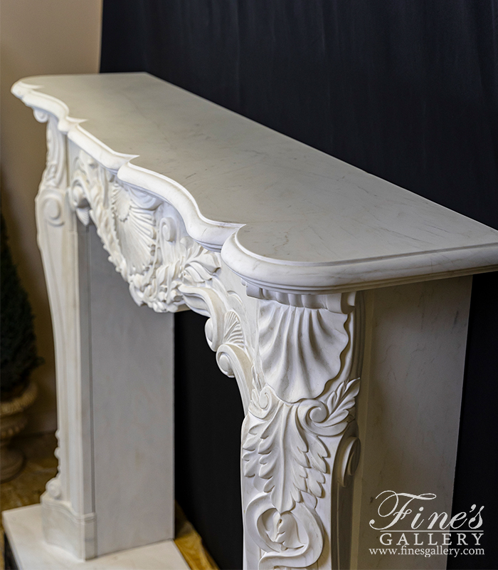 Marble Fireplaces  - Ornate Oversized French Mantel In Statuary White Marble - MFP-1197