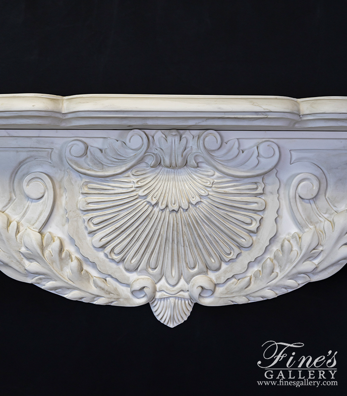 Marble Fireplaces  - Ornate Oversized French Mantel In Statuary White Marble - MFP-1197