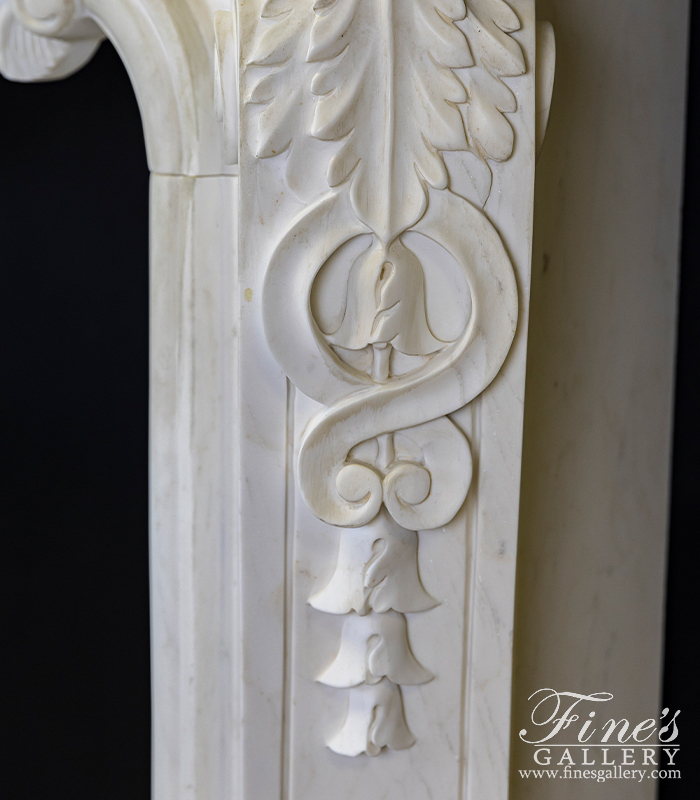 Marble Fireplaces  - Ornate Oversized French Mantel In Statuary White Marble - MFP-1197