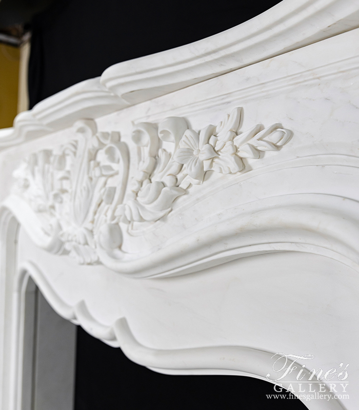 Marble Fireplaces  - Oversized French Mantel In Statuary White Marble - MFP-1233
