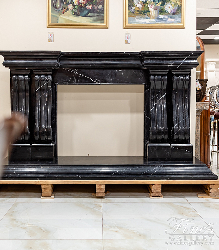 Marble Fireplaces  - Marquina Marble Fireplace Mantel - MFP-1263