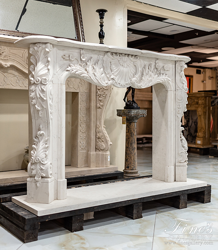 Marble Fireplaces  - Bianco Perlino French Versailles Fireplace - MFP-1310