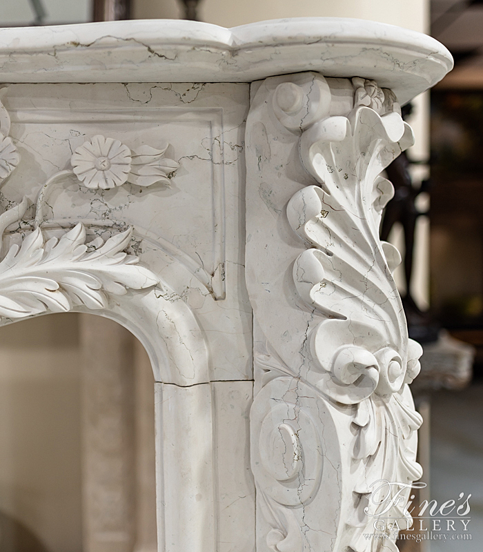 Search Result For Marble Fireplaces  - Bianco Perlino French Versailles Fireplace - MFP-1310