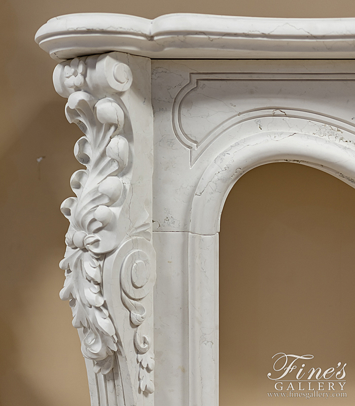 Marble Fireplaces  - Bianco Perlino Marble Fireplace - MFP-1333